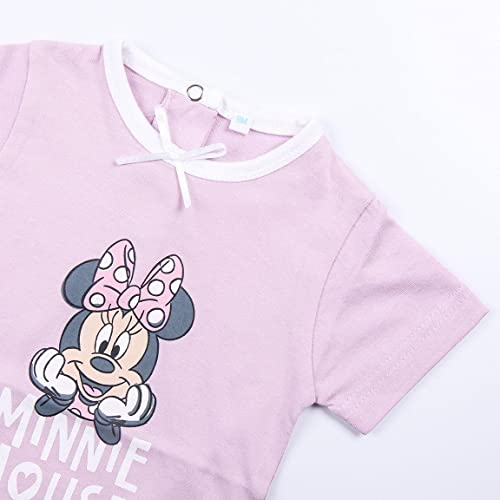 CERDÁ LIFE'S LITTLE MOMENTS Pack de 2 Body Niña de Verano | Ropa de Bebe de Algodón 100% de Minnie Mouse-Licencia Oficial Disney, Rosa, 6 Meses para Bebés
