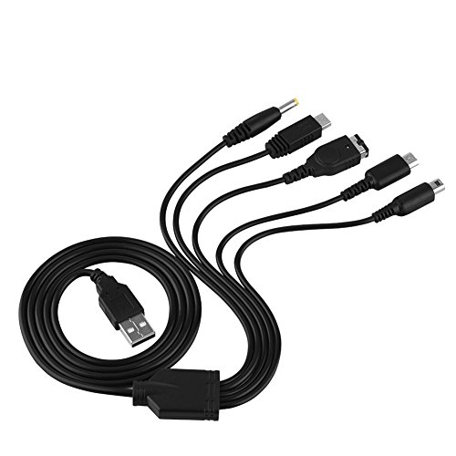 Charging Cable, 47.2In Multiuso 5 En 1 Cargador Usb Various Types Of Interfaces Para Ndsl Ll/Xl 3Ds Wii U Psp Cable De Carga