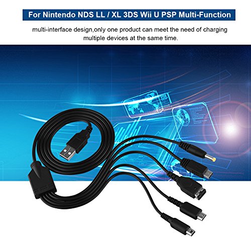 Charging Cable, 47.2In Multiuso 5 En 1 Cargador Usb Various Types Of Interfaces Para Ndsl Ll/Xl 3Ds Wii U Psp Cable De Carga