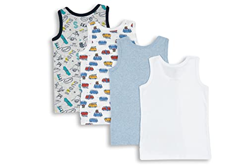 Chicco Pack de camisetas sin mangas de algodòn, Ropa interiòr Niños, Azul (Claro), 2 años (pack de 4)