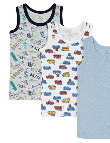 Chicco Pack de camisetas sin mangas de algodòn, Ropa interiòr Niños, Azul (Claro), 2 años (pack de 4)