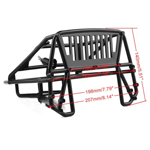 CHICHIYANG 1/10 RC Car Cage Negro Plástico Nylon Back Half Cage RC Car Accessory Piezas de repuesto para TRX-4 SCX10 SCX10 II