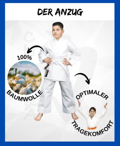 Chikara Traje de karate niños blanco, traje de karate niño, karate traje niña, traje de karate niños algodón, traje de artes marciales niños (150)