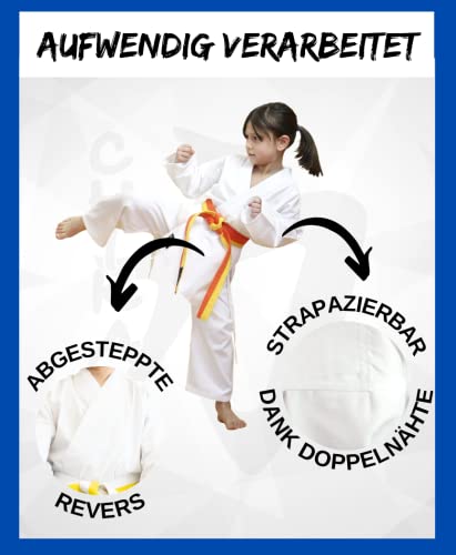 Chikara Traje de karate niños blanco, traje de karate niño, karate traje niña, traje de karate niños algodón, traje de artes marciales niños (150)