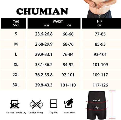 Chumian Bragas para Hombre de Cintura Alta compresión, Calzoncillos Tipo bóxer, Control del Vientre, adelgazantes, Shapewear Negro L