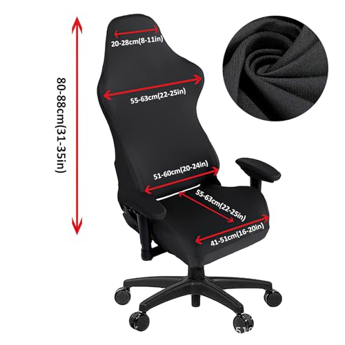 Cimvidi Funda para silla de gaming, funda para silla de oficina con reposabrazos/respaldo de silla, funda negra elástica, lavable, funda para silla de gaming, silla de ordenador, silla giratoria