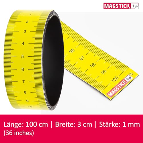 Cinta métrica magnética de 1 metro, banda magnética flexible, regla magnética, herramienta de etiquetado, flexible, tamaño de la cinta 100 cm, color amarillo 1000 x 30 mm