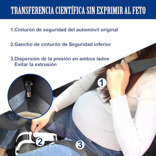 Cinturon de coche embarazada homologado, cinturon seguridad embarazada ajustable, extensor cinturon seguridad coche homologado, protege a Bebé y a Mamá(Blanco)