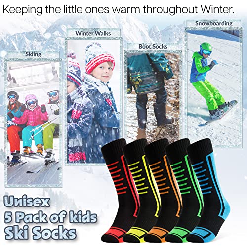 CityComfort Calcetines de Esquí para Niños Multipack 27-31, 31-40 (31-36 EU, Pack de 5)