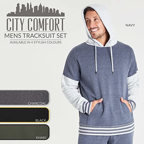 CityComfort Chandal Hombre Completo Conjunto con Pantalones y Sudadera Hombre (L, Azul Marino)