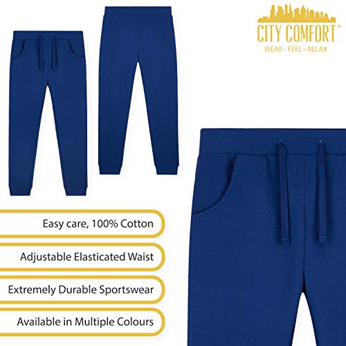 CityComfort Conjunto de 2 Piezas Sudadera con Capucha y Pantalon Chandal Para Niño 100% de Algodon (Azul, 13-14 años)