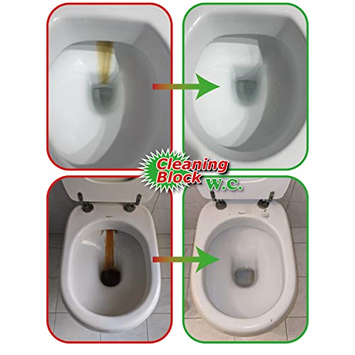 Cleaning Block WC - Pack de 4 barritas para eliminar manchas de cal, sarro y otra suciedad incrustada en inodoros, WC, lavabos, bañeras y otras superficies en el baño