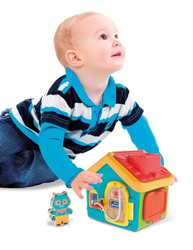 Clementoni - 17857 - Montessori Baby - Casita De Actividades - Juego Infantil para Desarrollar La Psicomotricidad Fina Y Las Habilidades Manuales, Juego Montessori 1 Año, Juguete Bebé 18 Meses