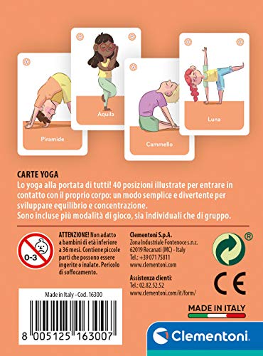 Clementoni Yoga-mazo, Cartas niños, Mesa, Juego de Sociedad para Toda la Familia, 1-6 Jugadores, 5 años+, Made in Italy, Multicolor, 16300