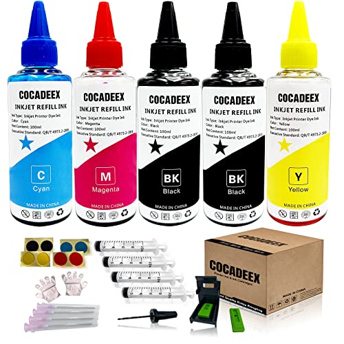 COCADEEX Kit de recambio de tinta de 500 ml compatible con cartuchos de tinta HP 307XL 305XL 304XL 303XL 302XL 301XL 307 305 304 303 302 301
