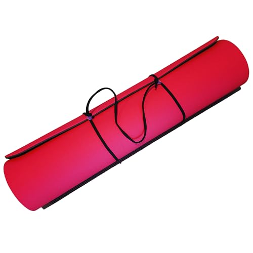 Colchoneta Yoga Mat TPE Grande (183cm x 61cm x 6mm) Esterilla Fitness para Yoga Antideslizante Ligera Plegable. Colchoneta para Gimnasia. Alfombrilla Yoga con Correa de Viaje(6mm, Rojo/Negro)