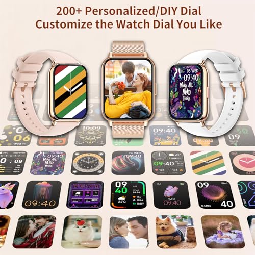 Colesma 1.85" Smartwatch Mujer Reloj Deportivo, Llamadas Bluetooth y Asistente de Voz para Android iPhone, Presión Arterial/ SpO2/ Monitor Sueño,100+ Modos Deportivos Fitness Watch Impermeable IP67