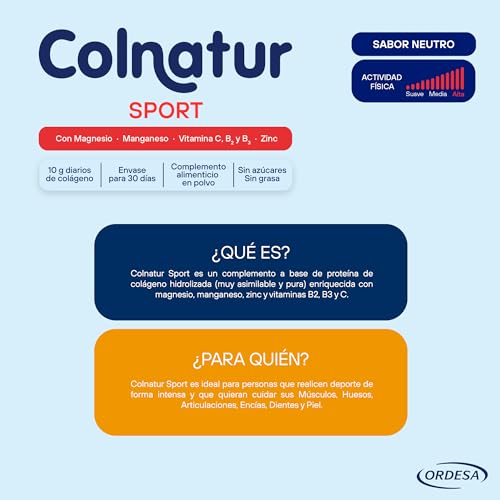 Colnatur Sport Neutro 3PACK - Colágeno con Magnesio, Zinc y Vitamina C para Músculos, Huesos y Articulaciones, 990g - Amazon Exclusive