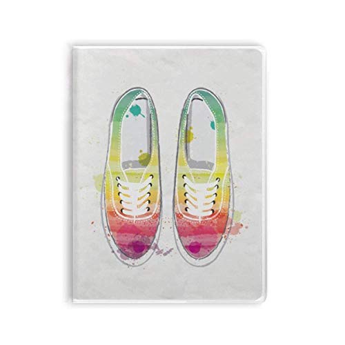 Colorido pintado a mano lona zapatos patrón cuaderno cubierta de goma diario cubierta suave diario