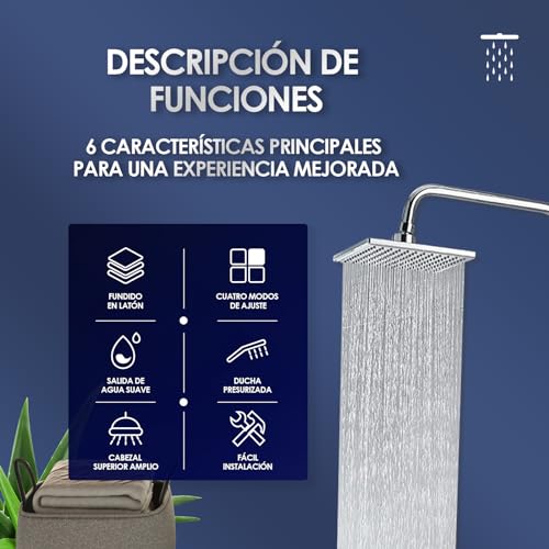 Columna de Ducha de baño con Grifo - Juegos de Alcachofa - Multifuncional Altura Ajustable y Acero Inoxidable (T4), Plata