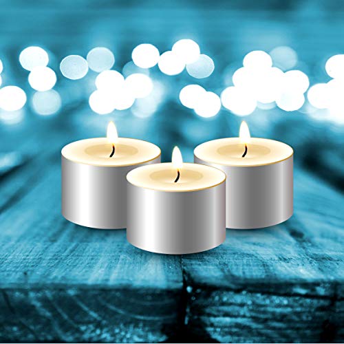 COM-FORT HOUSE | Velas de te Blancas | Pack velas de 100 Unidades | Velas de Té Calientaplatos | Tealight | 4 Horas de Duración | Velas Decorativas Sin Perfume |