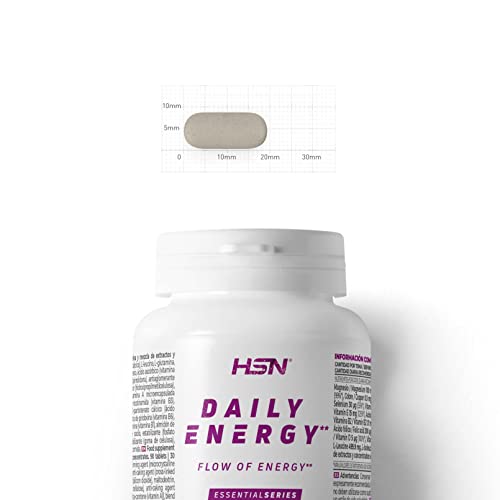 Complejo Vitamínico Energía Daily Energy de HSN | 90 Tabletas con Vitaminas, Minerales, Aminoácidos - Reduce el Cansancio y la Fatiga - Sin Estimulantes - Para Hombres y Mujeres | No-GMO, Sin Gluten