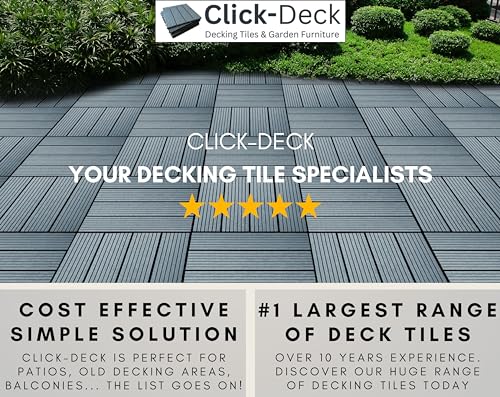 Compuesto de baldosas The Click-Deck, de ébano y teca, para vallas de patio, balcón, techo, suelo, gris