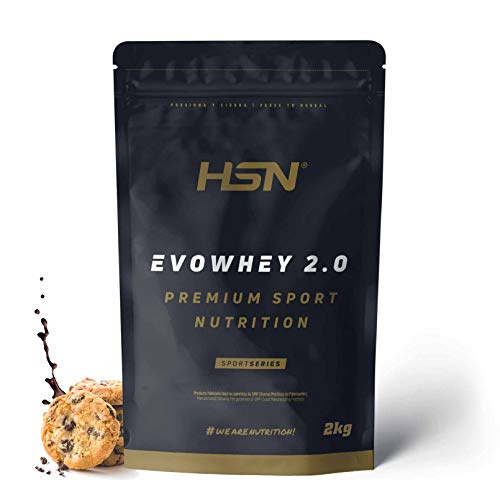 Concentrado de Proteína de Suero de HSN Evowhey Protein 2.0 | Sabor Chocolate Galletas 2 Kg = 67 Tomas por Envase | Whey Protein Concentrate | No-GMO, Vegetariano, Sin Gluten ni Soja