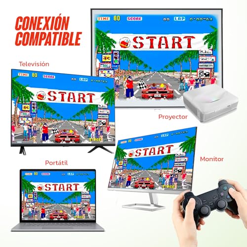 Consola Arcade Retro - Mas de 12000 Juegos - 9 emuladores - 2 mandos inalámbricos - videoconsola portatil - Game Stick con Salida HDMI 4K - 64GB