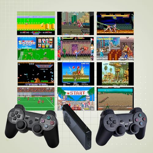 Consola Arcade Retro - Mas de 12000 Juegos - 9 emuladores - 2 mandos inalámbricos - videoconsola portatil - Game Stick con Salida HDMI 4K - 64GB