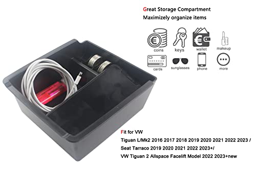Consola Central Apoyabrazos Caja de Almacenamiento para Tiguan L/MK2 2016-2023 / Seat Tarraco 2019-2023+/Tiguan 2 Allspace Facelift Model 2022 2023+