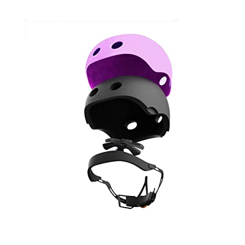COOLGO Juego de casco y almohadilla de bicicleta para niños de 3 a 8 años, casco ajustable, rodilleras, coderas, muñequeras para patinaje en línea, ciclismo, rosa (morado)