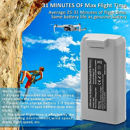 Coolshow Smart Flight Mini 2 Batería Mini 2 SE de repuesto de 2400 mAh, 2 unidades, 31 minutos, tiempo máximo de vuelo, compatible con DJI Mini 2, Mini 2 SE, Mini SE