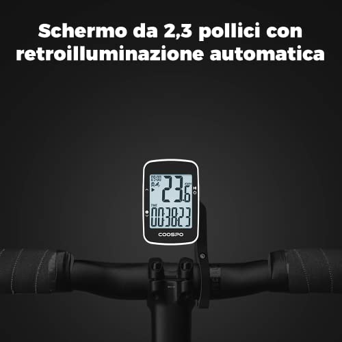 CooSpo BC26 Ciclocomputador Bicicleta GPS Bluetooth,Ciclismo Ordenador Inalámbrico con Alarma de Velocidad, Pantalla LCD de 2,3 Pulgadas IPX7 Impermeable para Bicicleta de Carretera MTB Bicicleta