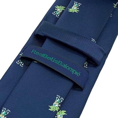 Corbata Real Betis Balompié Producto OFICIAL para Hombre Caballero de 8 cm ancho. Con la mascota Palmerín. Regalo para Béticos Azul Marino