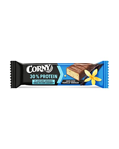 Corny Protein Barritas con Vainilla recubiertas de Chocolate con 30% de Proteína y Sin Azúcares Añadidos 18 x 50 g