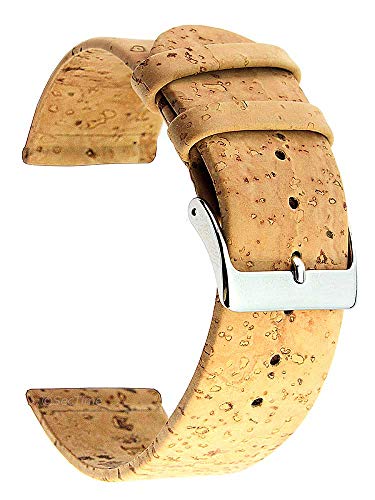 Correa de reloj de corcho real con hebilla de acero inoxidable pulido vegano SecTime, marrón, 22mm, Correa