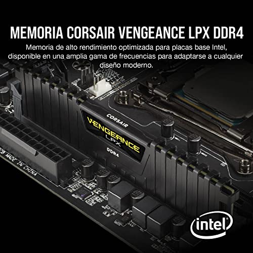 Corsair VENGEANCE LPX 16GB, 2x8GB, DDR4 3200MHz C16 Módulos de Memoria de Alto Rendimiento, Negro
