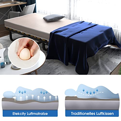 COSTWAY Cama de invitados de 90x200 cm, con colchón de espuma viscoelástica, cama individual plegable, cama plegable para oficina y habitaciones de invitados, cama portátil
