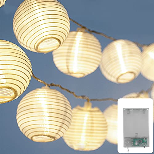 CozyHome - Guirnalda luces con farolillos decorativos de papel blanco (Batería)