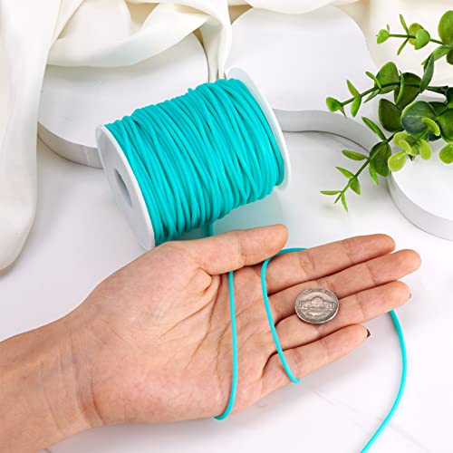 Craftdady Tubo hueco de 50 m de goma de PVC, cuerda de goma envuelta alrededor para collar de alambre de memoria, collar o pulsera, color turquesa medio