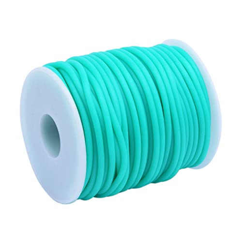 Craftdady Tubo hueco de 50 m de goma de PVC, cuerda de goma envuelta alrededor para collar de alambre de memoria, collar o pulsera, color turquesa medio