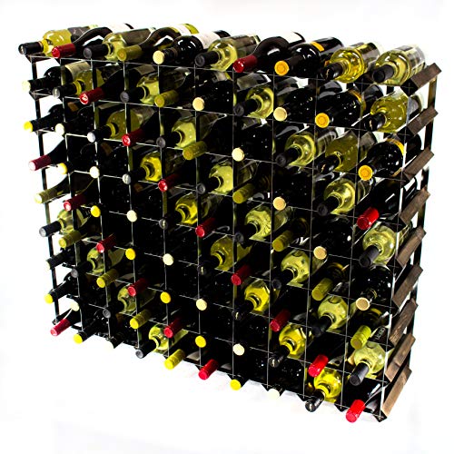 Cranville wine racks Madera Classic 90 Botella de Roble Oscuro Manchado y Metal autoensamblaje Estante del Vino galvanizado