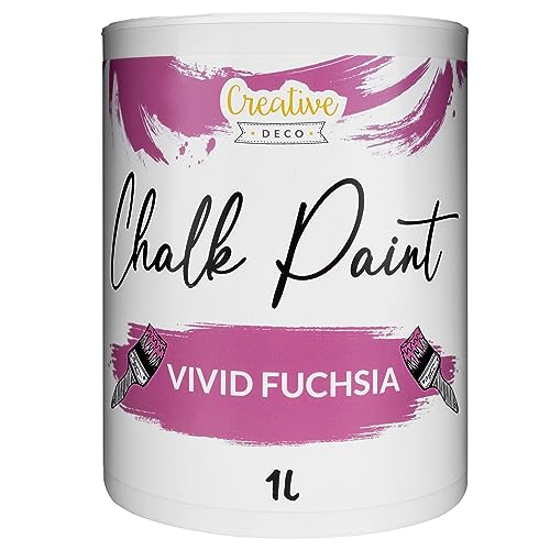 Creative DECO 1L Fucsia Intenso Pintura a la Tiza para Muebles Chalk Paint | Pintura Madera Mate y Lavable sin Lijar | Renovación, Decoración, Manualidades | Posible Efecto de Barrido y Gradiente