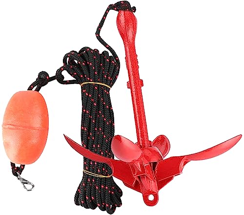 Cressi Squid Foldable Anchor Set Ancla para SUP y kayak de acero de carbono de 1,6 kg, Unisex adulto, Rojo, 1500 gr