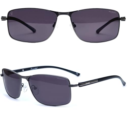 CREYESTAL Gafas de Sol Metal Rectángulos Elegantes, Talla Media, Lentes Policarbonato HD Premium 100% Anti-UV, para Hombre y Mujer