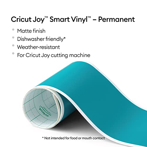 Cricut Joy Smart Vinilo permanente | Aqua (mate) | 1,2 m (4 pies) | Rollo autoadhesivo | para uso con, 2009844, azul
