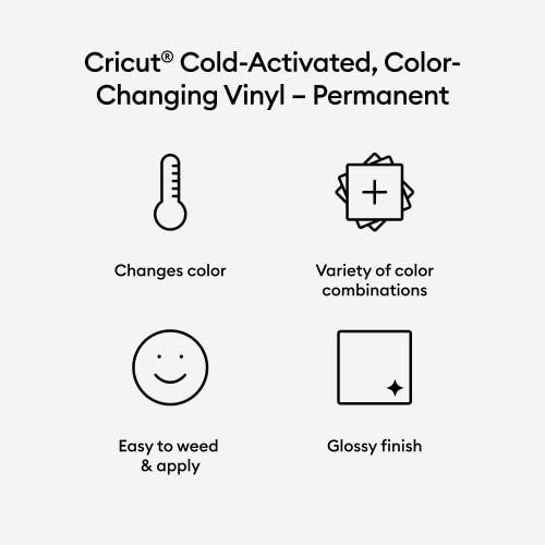 Cricut Vinilo con cambio de color activado por frío (permanente), Azul claro-Turquesa - Cricut