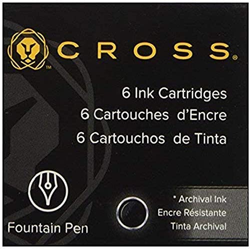 Cross 8921 - Pack de 6 cartuchos de tinta para pluma, color negro