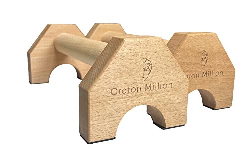 Croton Million - Barras paralelas (Small) de madera para flexiones antideslizantes, para el gimnasio en casa y exteriores, para calistenia, entrenamiento y musculacion con peso corporal y yoga